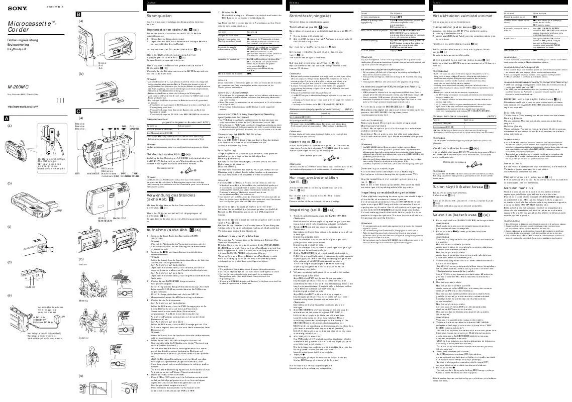 Mode d'emploi SONY M-200MC