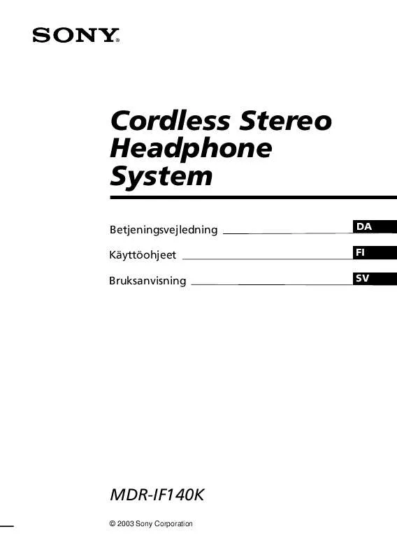 Mode d'emploi SONY MDR-IF140K