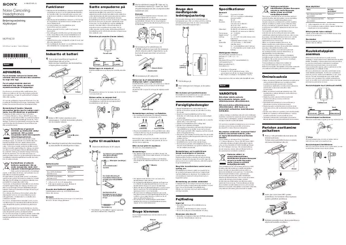 Mode d'emploi SONY MDR-NC33