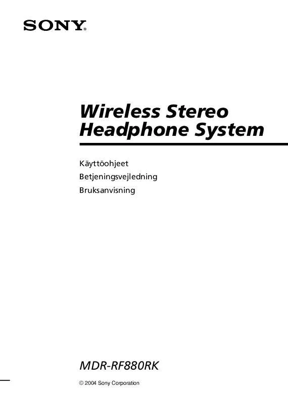 Mode d'emploi SONY MDR-RF880RK