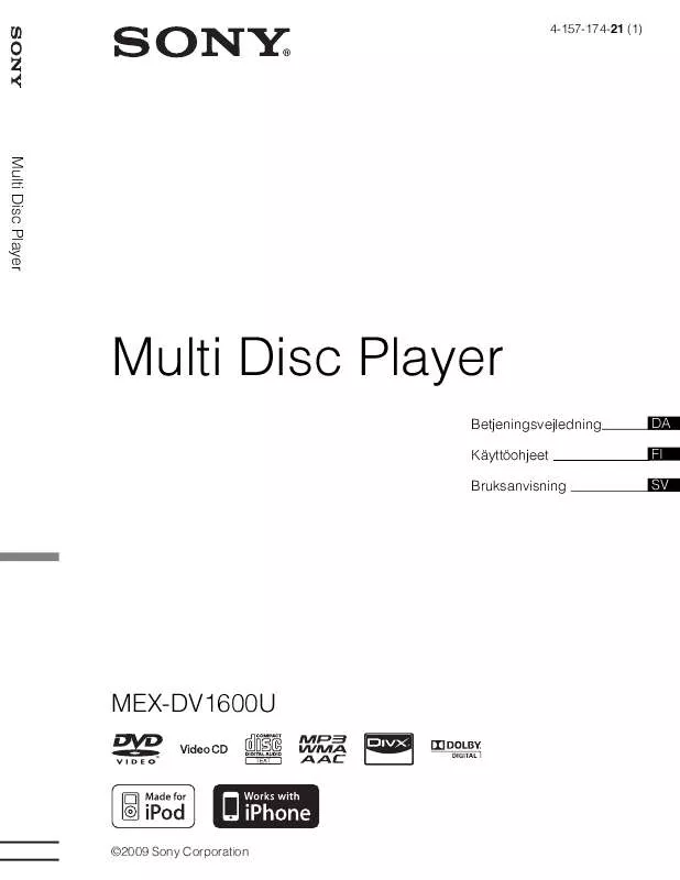 Mode d'emploi SONY MEX-DV1600U