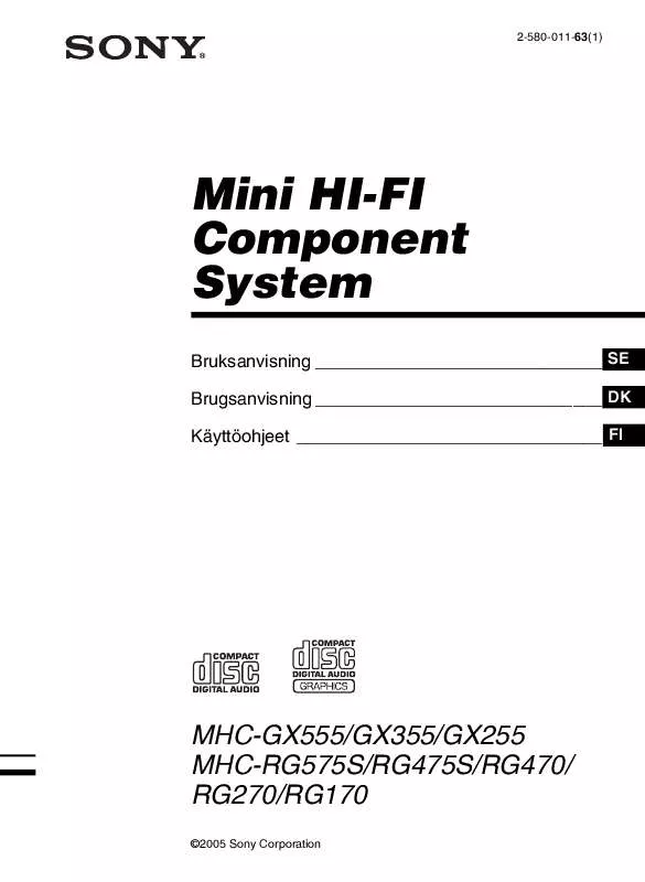 Mode d'emploi SONY MHC-GX255