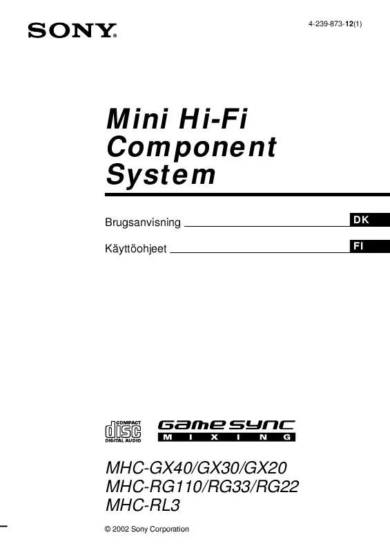 Mode d'emploi SONY MHC-RG110