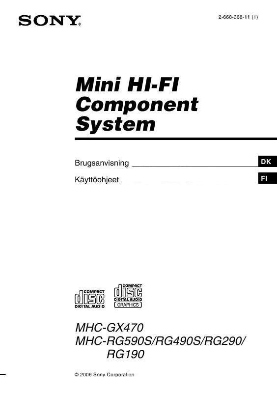 Mode d'emploi SONY MHC-RG190