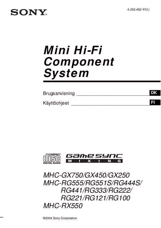 Mode d'emploi SONY MHC-RG333