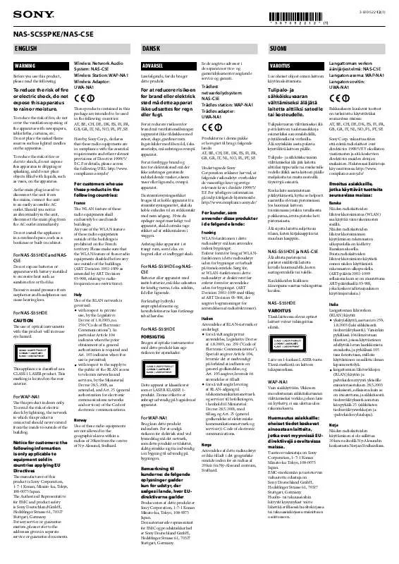 Mode d'emploi SONY NAS-C5E