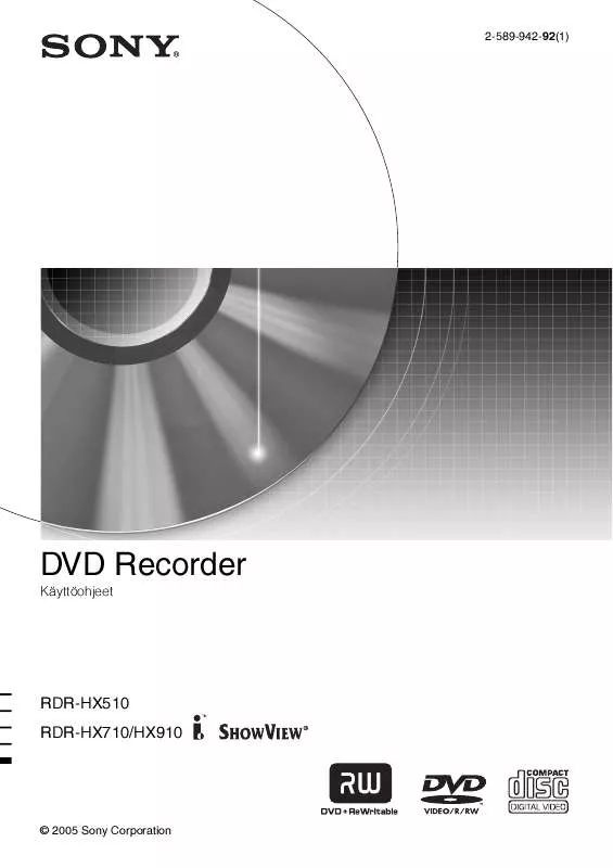 Mode d'emploi SONY RDR-HX910