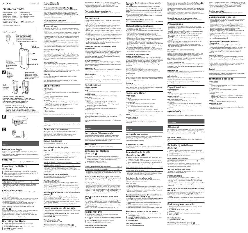 Mode d'emploi SONY SRF-S54