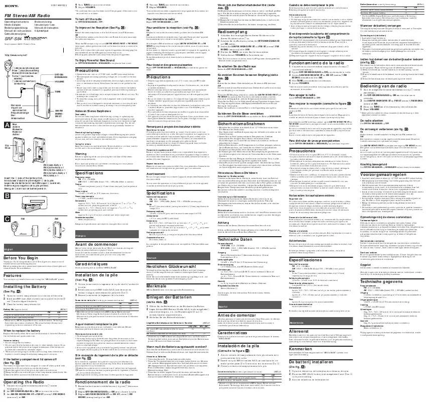 Mode d'emploi SONY SRF-S84