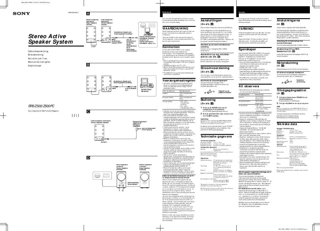 Mode d'emploi SONY SRS-Z500