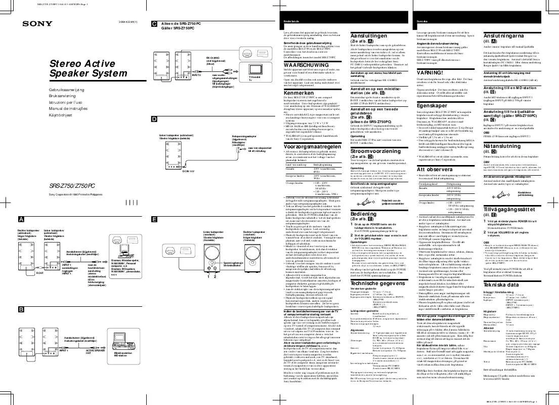 Mode d'emploi SONY SRS-Z750PC