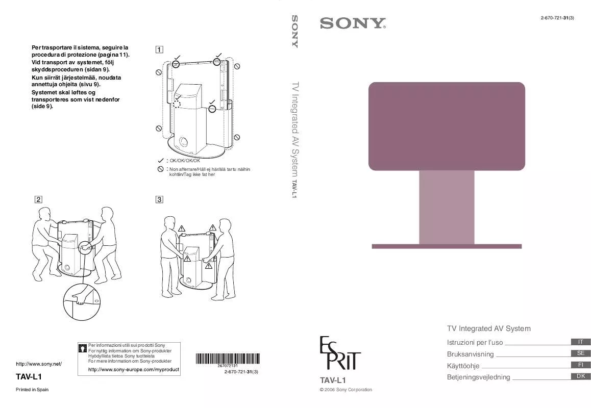 Mode d'emploi SONY TAV-L1