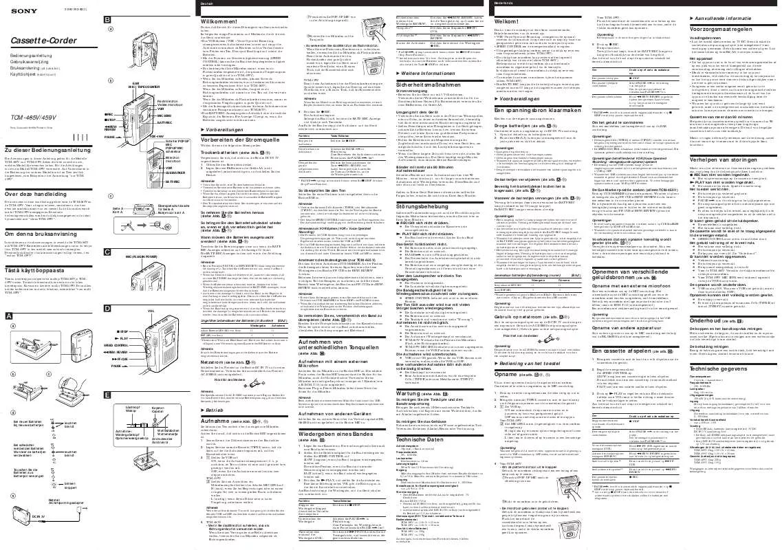 Mode d'emploi SONY TCM-459V