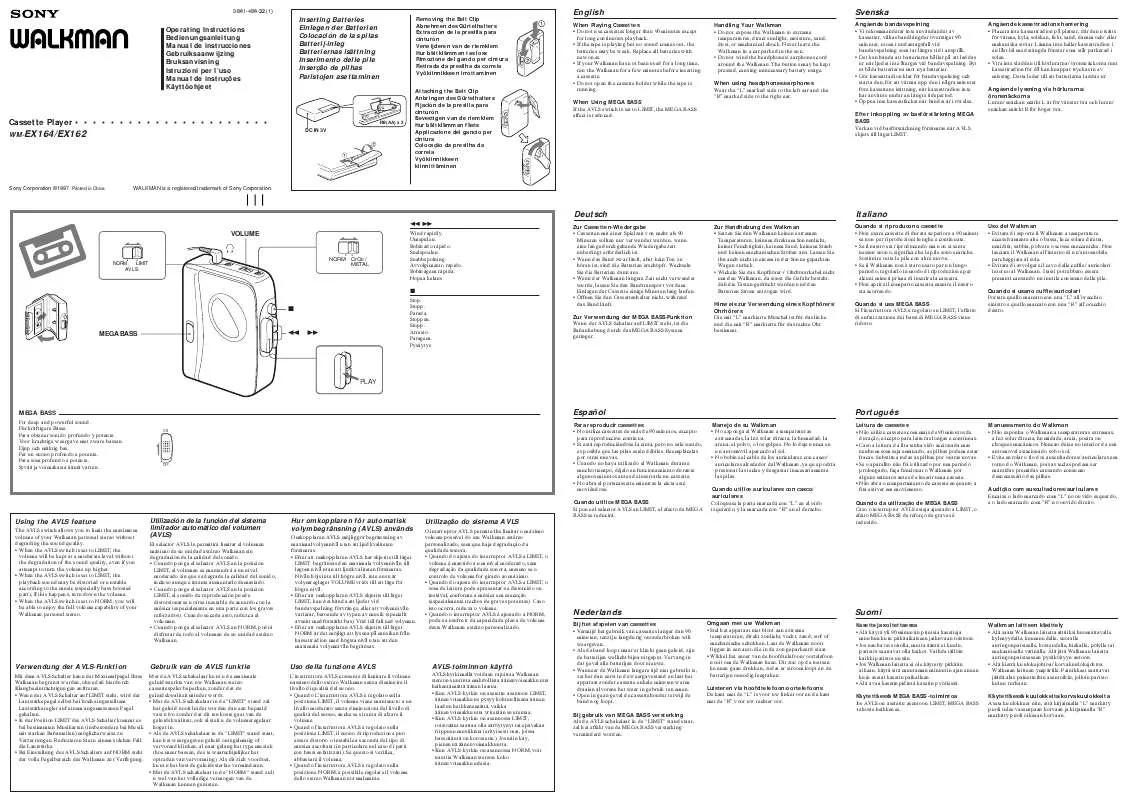 Mode d'emploi SONY WM-EX162