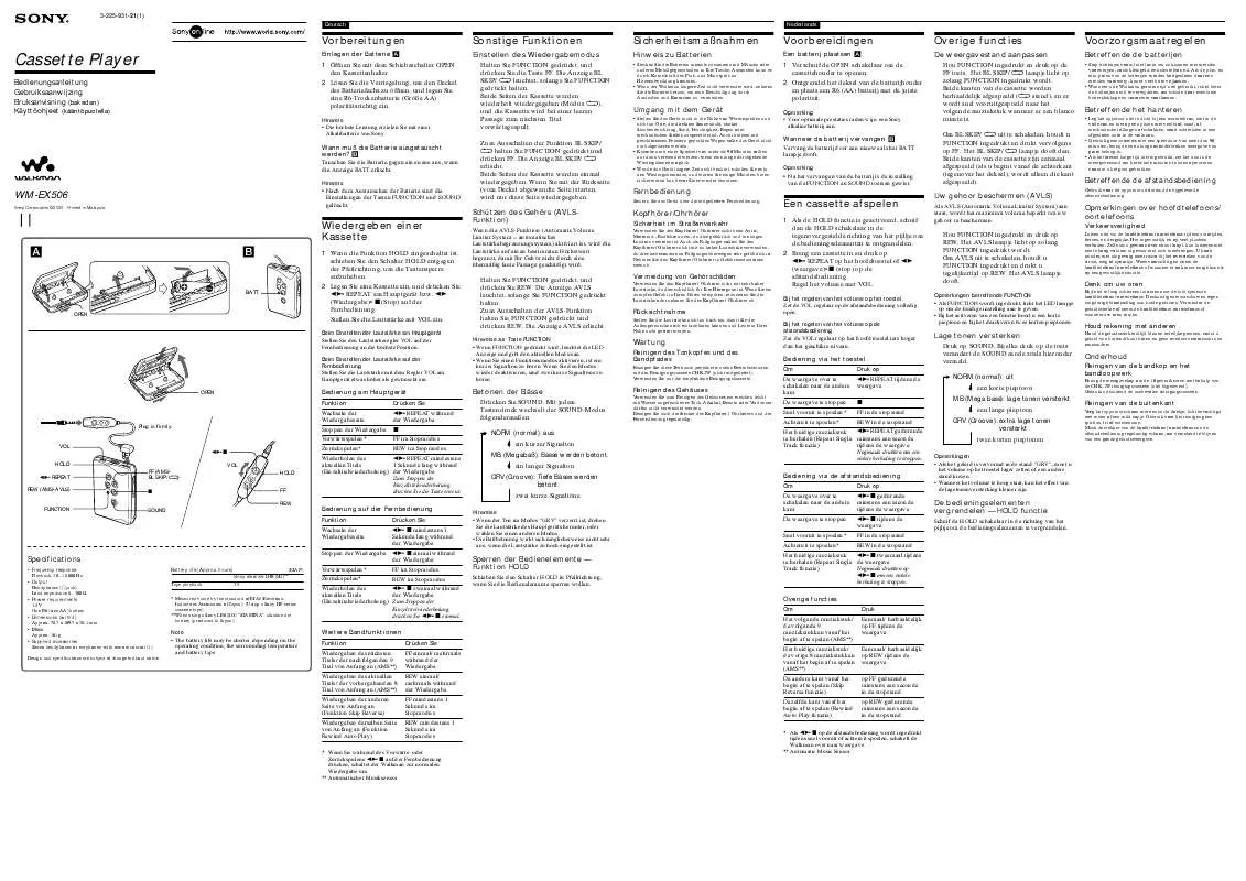 Mode d'emploi SONY WM-EX506