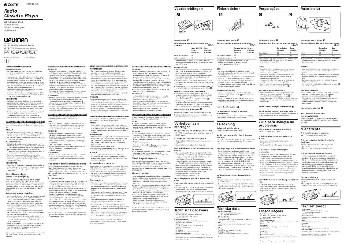 Mode d'emploi SONY WM-FX267