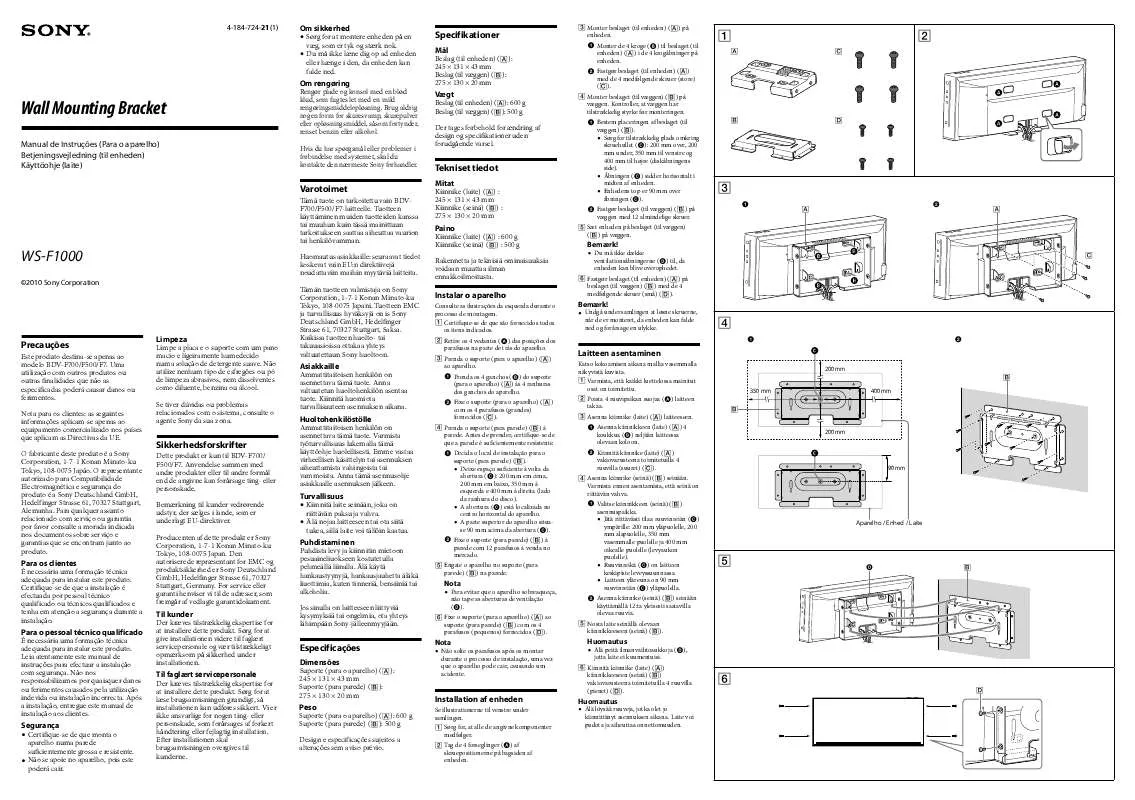 Mode d'emploi SONY WS-F1000