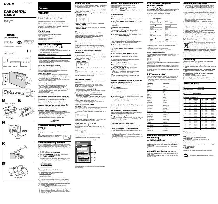 Mode d'emploi SONY XDR-S50