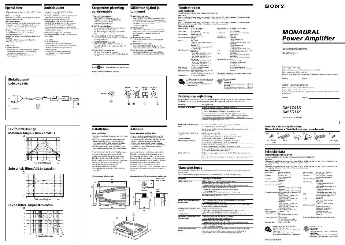 Mode d'emploi SONY XM-SD61X