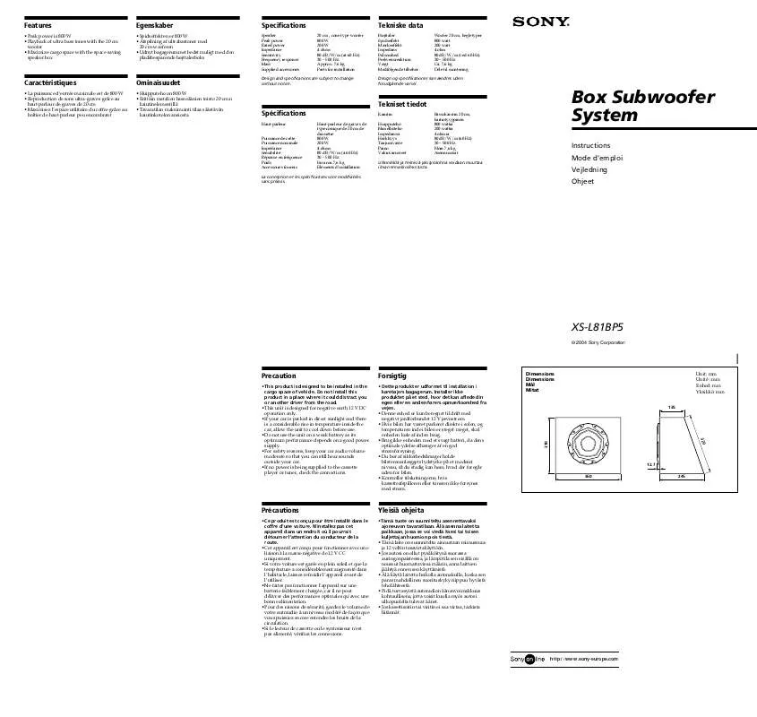 Mode d'emploi SONY XS-L81BP5