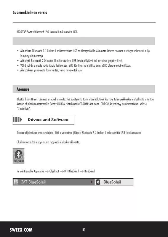 Mode d'emploi SWEEX BT203V2