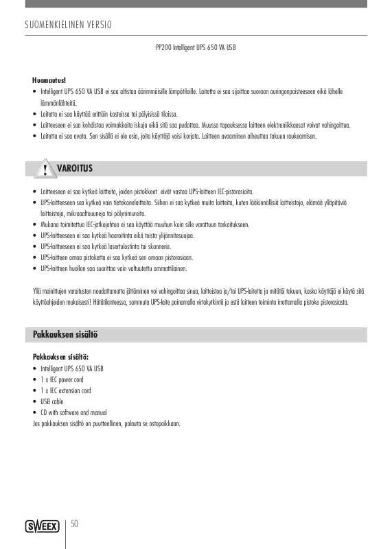 Mode d'emploi SWEEX PP200