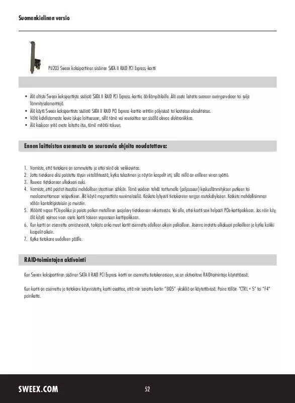 Mode d'emploi SWEEX PU203