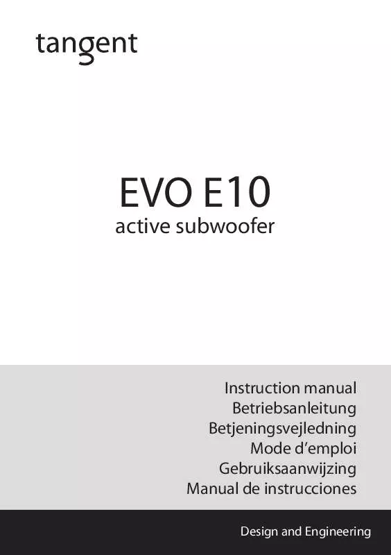 Mode d'emploi TANGENT EVO E10