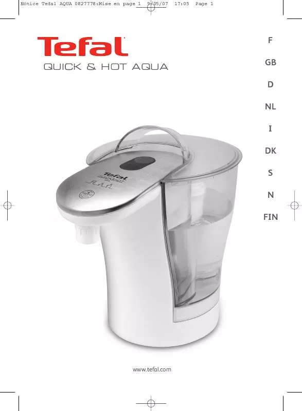 Mode d'emploi TEFAL QUICK AND HOT