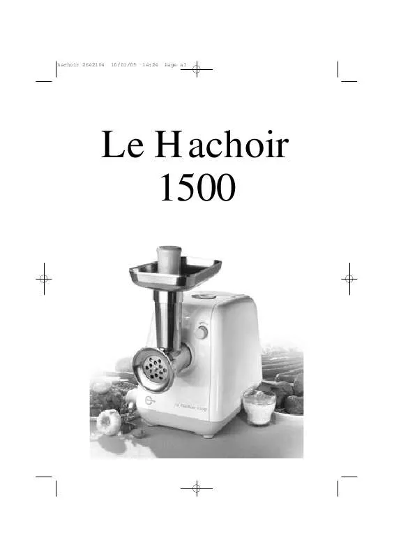 Mode d'emploi TEFAL LE HACHOIR 1500