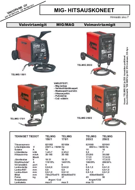 Mode d'emploi TELWIN TELMIG 150-1