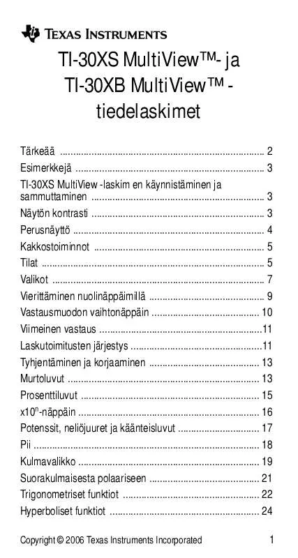 Mode d'emploi TEXAS INSTRUMENTS TI-30XB MULTIVIEW