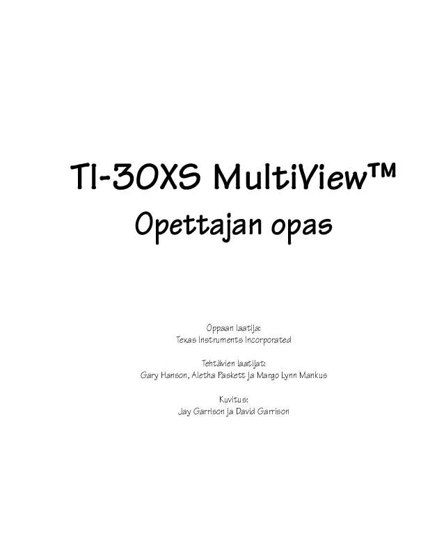 Mode d'emploi TEXAS INSTRUMENTS TI-30XS MULTIVIEW