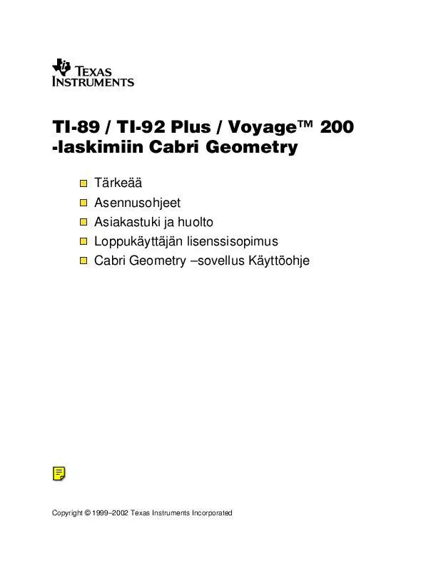 Mode d'emploi TEXAS INSTRUMENTS TI-92 PLUS-VOYAGE 200