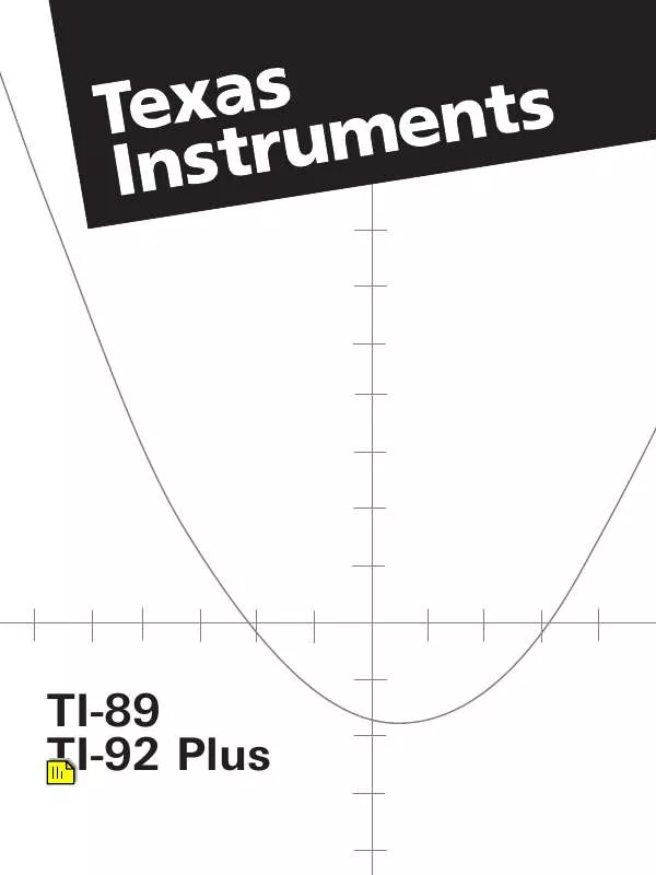 Mode d'emploi TEXAS INSTRUMENTS TI-92 PLUS