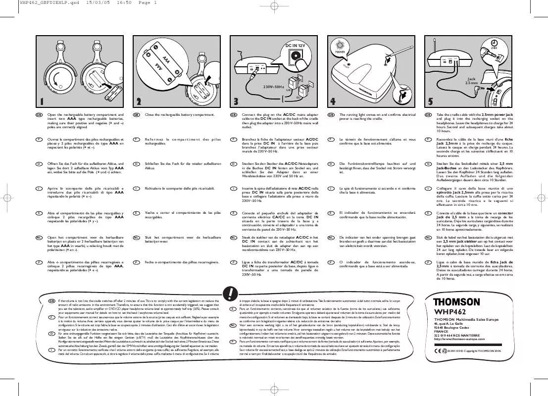 Mode d'emploi THOMSON WHP 462