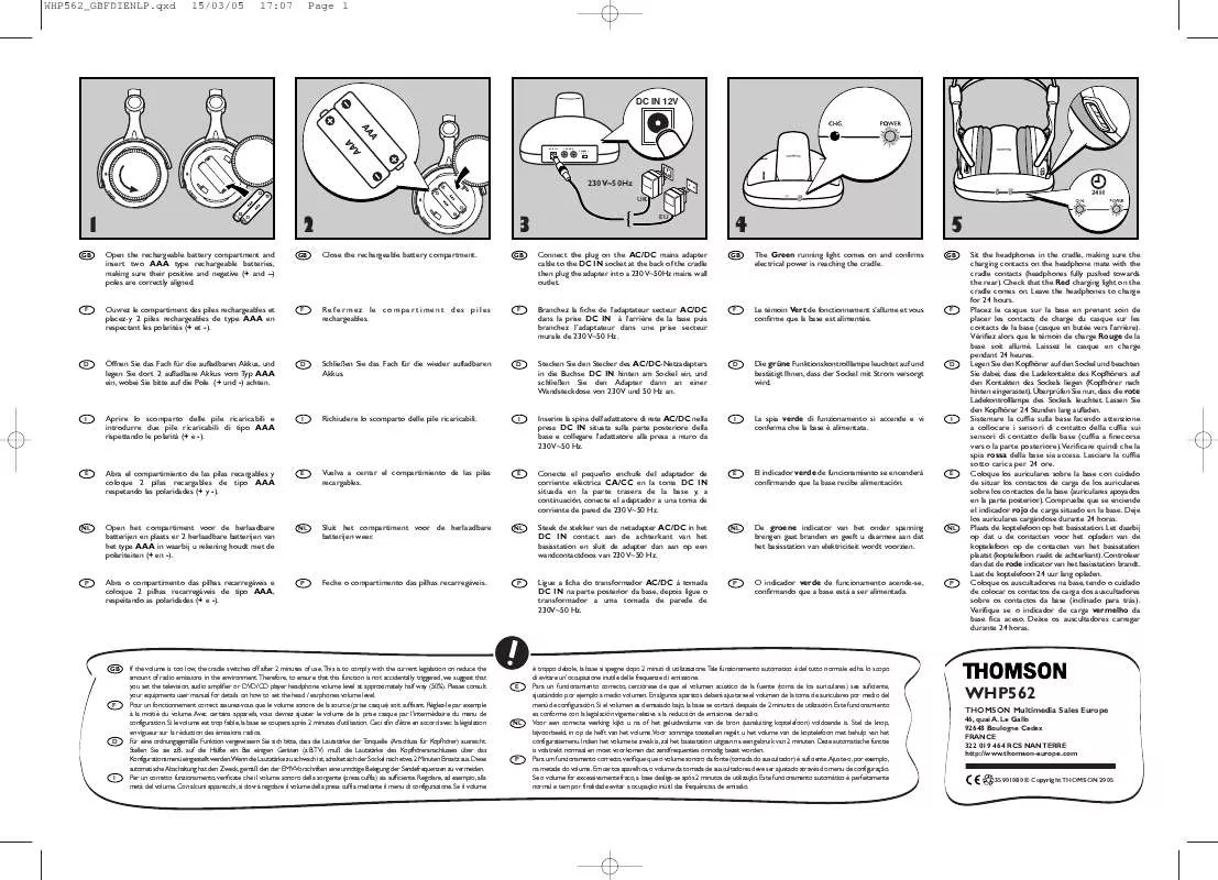 Mode d'emploi THOMSON WHP 562