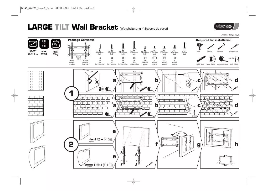 Mode d'emploi VIVANCO LARGE TILT WALL BRACKET