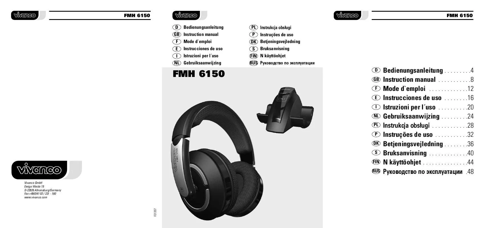 Mode d'emploi VIVANCO RF-HEADPHONE SET WITH CHARGING STATION