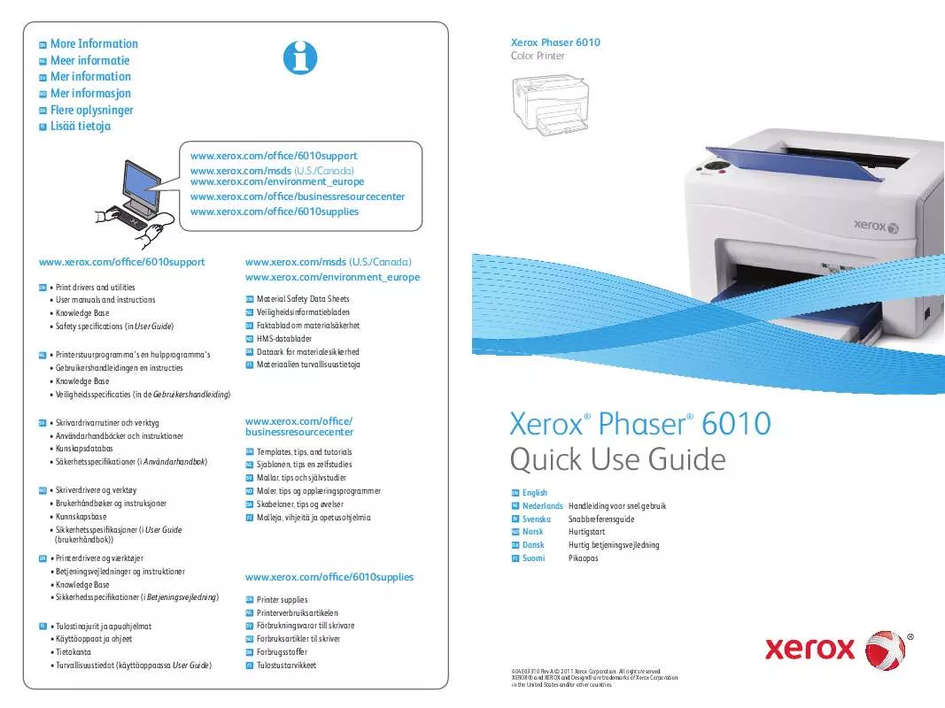 Mode d'emploi XEROX PHASER 6010